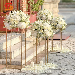 Columna Decorativa para Centro de Mesa de Boda, Soporte Geométrico Alto de Metal Dorado para Flores, para Eventos y Fiestas - Product Image 3