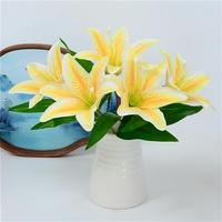 Fleur artificielle, lys en soie de conception nouvelle, vente chaude, décoration pour mariage, maison, jardin, restaurant, lys à tige unique