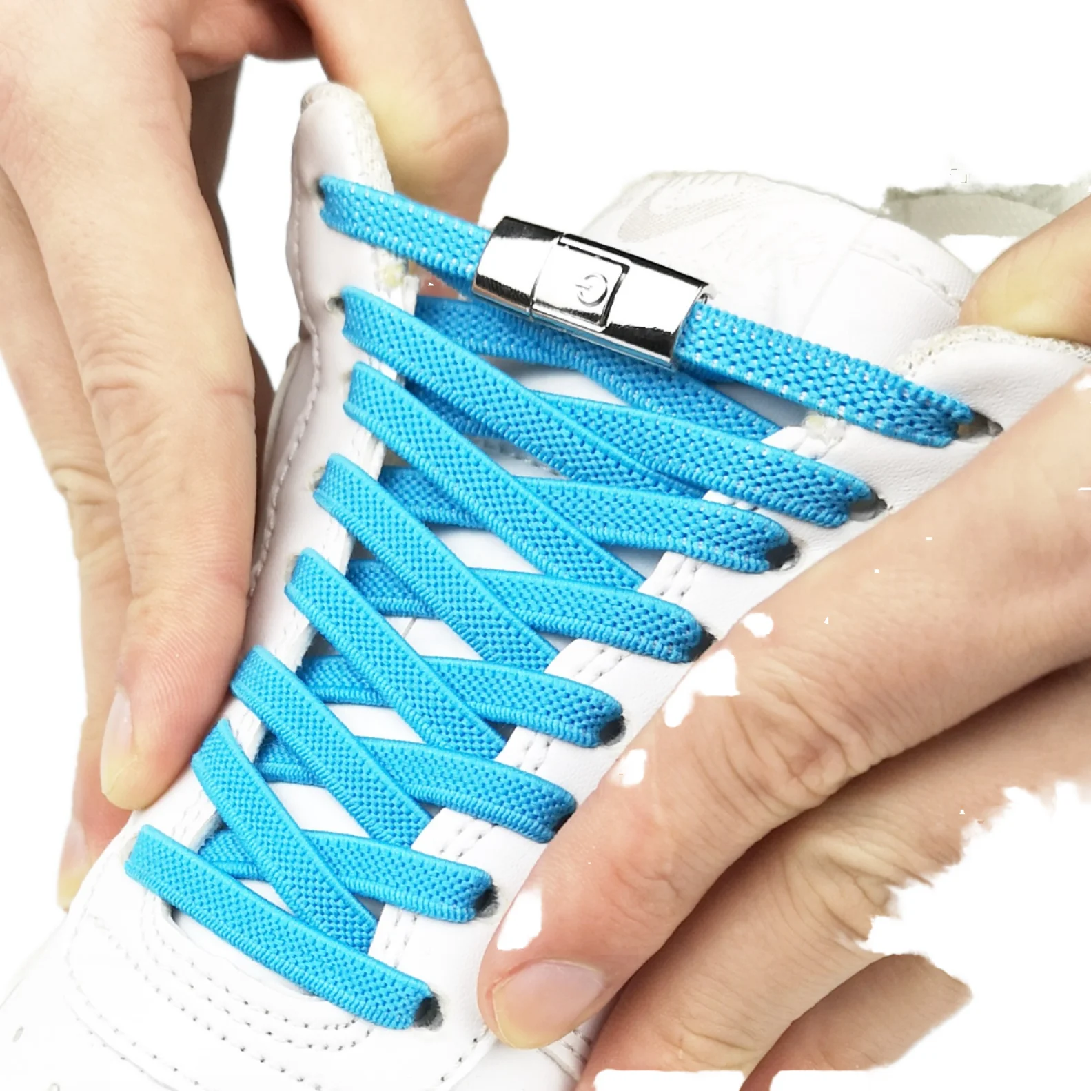 2024 New No Tie Press Lock Shoelaces Elastic Colorful Laces Sneaker with 0.8cm Widened Flat for Shoelace Shoes Metal Material