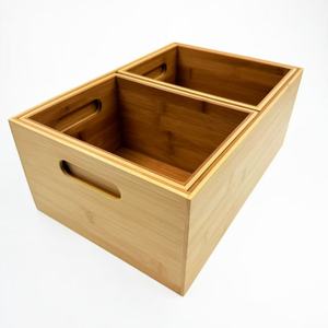 Bamboo Kitchen Storage Box <b>Set</b> <b>Square</b> Drawer Baskets Eco-Friendly Desktop Organizer for Utensils and Cutlery - Product Image 2