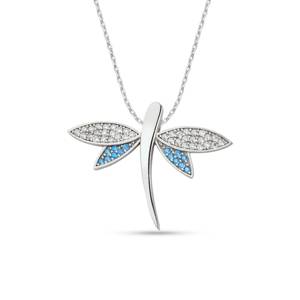 Duyizhao kalung capung 925 perak murni kalung untuk wanita lapis emas batu permata Aquamarine liontin mode untuk hadiah - Product Image 2