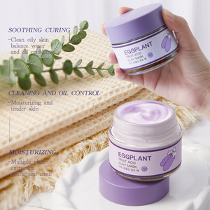 OEM berenjena AHA arcilla máscara 120g hidratante <span class=keywords><strong>exfoliante</strong></span> cara máscara bruja avellana regaliz ácido salicílico suave cuidado de la piel máscara de arcilla - Product Image 1