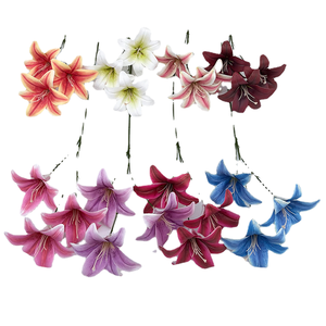 LFH Single Branch 3 Head Lily Simulation Small Home Decoration Flower Art False Simple <strong>Interior</strong> Landscape Arrangement <strong>Sil</strong> - Product Image 4