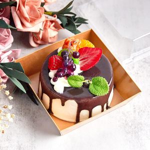 Brown Paper Charcuterie Boxes With Clear Lid for Bakery Cookies Sandwich <b>Cakes</b> Slice Boxes - Product Image 3