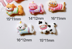 Encantadores dijes delgados de resina con animales (gatos y perros) en pose de carrera para manualidades DIY, hebillas de zapatos, vasos de agua, accesorios para el cabello y Navidad - Product Image 5