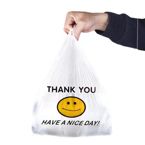 Sacs de courses en plastique personnalisés avec poignées, style T-shirt, pour le commerce, avec motif « Angola Popular Smile Thank You » - Product Image 6