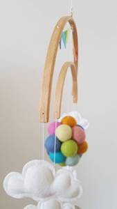 Pompon en laine arc-en-ciel pour bébé, <span class=keywords><strong>1</strong></span> pièce, cadeaux de fête prénatale, ballon bois mignon lapin volant, pépinière, avec décor de nuage en peluche - Product Image 5