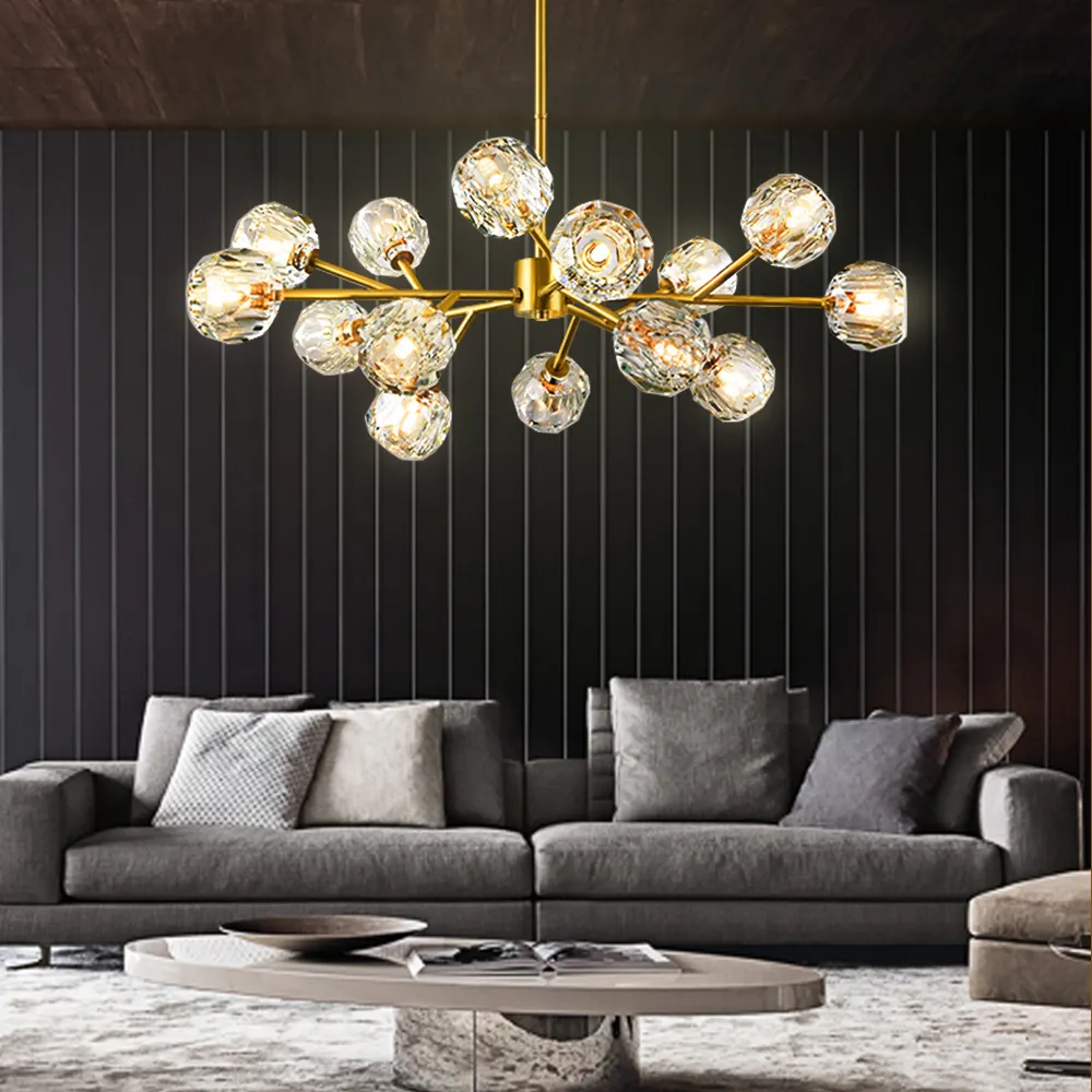 Kunden spezifische dekorative Luxus Eisenkugel Kristall Kronleuchter Lampe Pendel leuchten Moderne Kronleuchter für Esszimmer