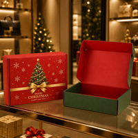 Emballage cadeau pliable en carton ondulé pour Noël, logo personnalisé en bronze
