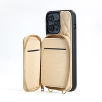 Casing ponsel kulit multifungsi, casing selempang ponsel produksi pabrik dengan dompet
