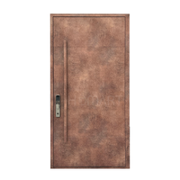 Porte d'entrée double de luxe finition cuivre, porte d'entrée de villa en aluminium moulé gaufré, porte extérieure double de sécurité sur mesure