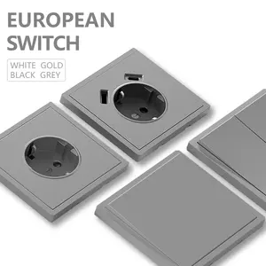Interruptor y enchufe de luz de pared europeo FIKO con puerto de carga USB tipo C Interruptor basculante y toma de corriente adecuada para el hogar/Hotel