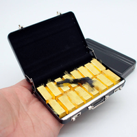 Maleta metálica en miniatura para muñecas con mini barra de oro artificial para muñecas BJD