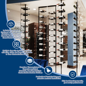 Étagère à vin modulaire en métal, design ondulé, cadre carré, affichage incliné, hôtel, villa privée <span class=keywords><strong>de</strong></span> luxe, bar à domicile personnalisé, luxe léger - Product Image 3