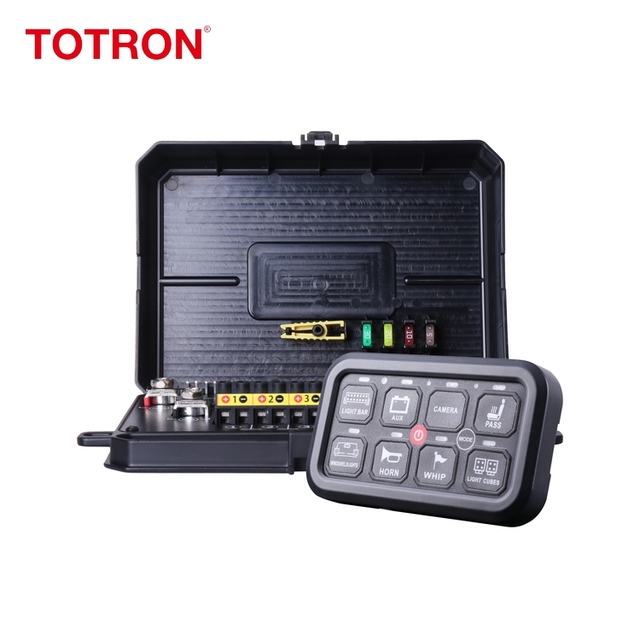 Universal 4x4 12V 24V RGB 8 Gang LED Switch Panel With Circuit Control Box for Truck Car