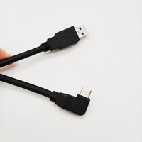 Cable de Datos Tipo C de Ángulo Recto de 90 Grados, 30/28/26 AWG, USB 3.0, Carga Rápida, Trenzado de Cobre Puro para Computadora, Auriculares e Impresora