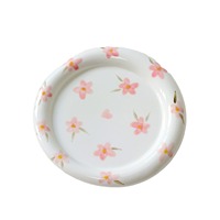Assiette plate hautement esthétique de forme irrégulière, motif extraterrestre, décoration sous-glaçure, motif végétal, compatible micro-ondes, style Ins, pour petit-déjeuner