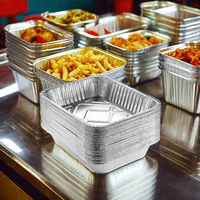 CB76 2500ml Conteneurs Alimentaires Jetables BBQ Casseroles Rectangle Plateau Plaques À Emporter Feuille D'aluminium Poêle À Frire pour La Cuisson/Rôtir