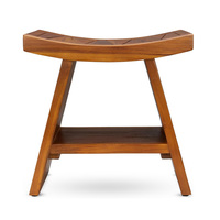 Tabouret de douche en teck avec étagère antidérapant banc de siège de bain en bois de teck de qualité supérieure pour douche intérieure entièrement assemblé organisateur de bain Spa