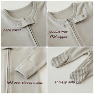 Baju Tidur Bayi Organik Katun Polos O Neck dengan Ritsleting untuk Anak Perempuan dan Laki-laki Bayi Baru Lahir - Product Image 4