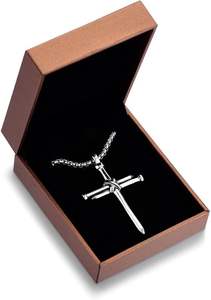 Collana con ciondolo a croce di nicchia di personalità essenziale alla moda oro argento con croce nera collana pendente di moda - Product Image 5