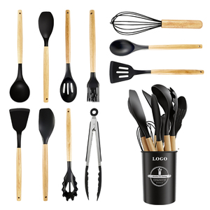 Ensemble de 12 ustensiles de cuisine en silicone, résistants à la chaleur, antiadhésifs, outils de cuisson complets avec ustensiles à fentes - Product Image 1