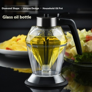 Tarro de miel de vidrio con diseño de diamante, 200 ml, dispensador de aceite, herramienta de cocina sostenible con logotipo personalizado, ¡muy vendido! - Product Image 3