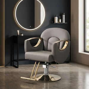 Sillón de Barbería Hidráulico de Acero Inoxidable Negro, Silla Reclinable para Corte de Cabello con Inclinación, Muebles Modernos para Salón - Product Image 2