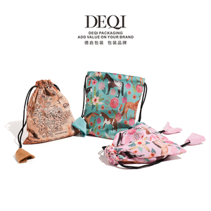 DEQI Customized Patterns Velvet Drawstring Bag Jewelry <b>Pouch</b> Chinese Traditional Design Cloth Bag Jewelry Bags - Product Image 6