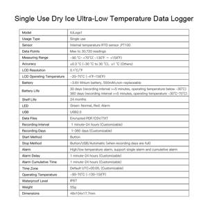 Registrador de Temperatura Ultrabaja -80 ℃    Registrador de Datos de Temperatura para Hielo Seco, para Transporte de Vacunas - Product Image 6