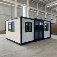 Villa conteneur de luxe à double aile extensible 20/40 pieds, maison modulaire préfabriquée pliable, mini-maison de glamping, cabane de vacances