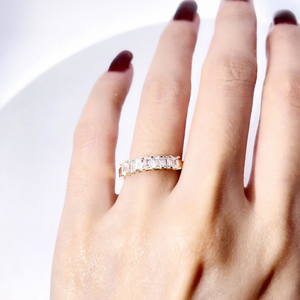 Tianyu Gems op maat gemaakte ring met laboratorium gekweekte diamant, 14k geelgoud, HPHT laboratorium gekweekte diamant DEF VS, smaragd geslepen trouwring - Product Image 1