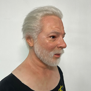 Masque réaliste en silicone <span class=keywords><strong>pour</strong></span> personnes âgées avec cheveux et barbe, accessoires de cinéma, masque d'<span class=keywords><strong>Halloween</strong></span>, masque de haute qualité, <span class=keywords><strong>pour</strong></span> travestissement, <span class=keywords><strong>maquillage</strong></span> de bal - Product Image 3