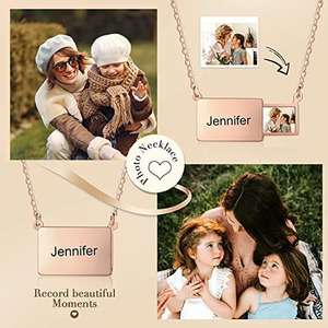 Personalized Hidden Photo Engraved Custom <b>Name</b> Envelope Locket Photo Pendant Necklace for Women - Product Image 4