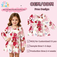 Robe à manches longues pour filles, imprimé floral et papillon, vêtements légers et chauds, adaptés aux tenues de tous les jours en automne frais et au début du printemps