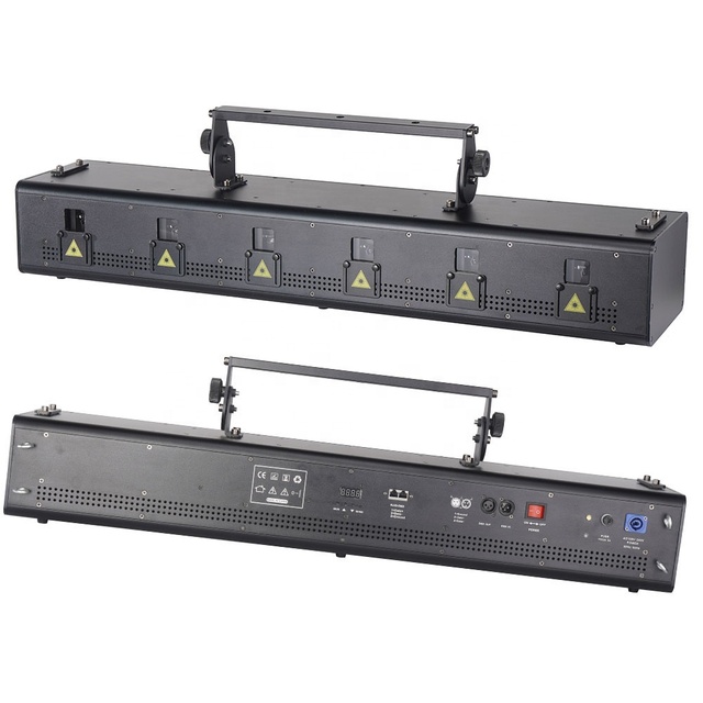 6 Eyes 1.2/2w Rgb Full Color Laser Projector Led Animation Party Lights 6 Lens for Beam Bar Pub Disco Dance Show Dj Stage Lights