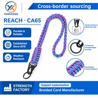 Cordon de cou en paracorde pour badges d'identification et clés, robuste, tressé, collier porte-clés, dragonne, vente en gros, OEM
