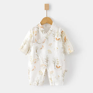 Mono de gasa de verano de marca ODM, 100% algodón de manga larga, Bonito traje de gateo de una pieza para recién nacidos, <span class=keywords><strong>bata</strong></span> para bebés de <span class=keywords><strong>18</strong></span> <span class=keywords><strong>meses</strong></span> - Product Image 1