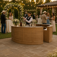 Comptoir de bar en bois massif naturel au design moderne, de forme ronde, pour hôtel, entrée, usage commercial, location, événement