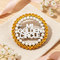 Broches à strass tendance avec cercle doré MI, broche épingle de sûreté personnalisée pour sororité grecque