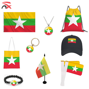 Ensemble de drapeaux du Myanmar en gros, drapeau national pour les fans de football, drapeau à <span class=keywords><strong>main</strong></span>, casquette de baseball, collier, drapeau de table, sac à dessin, bracelet pour la promotion - Product Image 1