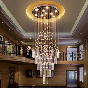 Lustre moderne en cristal rond E27 LED dimmable 2700K blanc chaud, grande lampe de plafond pour villa avec driver Mean Well - Product Image 4