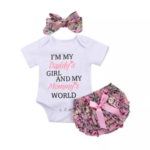 Newborn Baby Clothes Girl baby Short Sleeve toddler shorts baby Headband toddler girl clothing