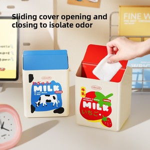 ถังขยะฝาแกว่งตั้งโต๊ะโต๊ะกาแฟขนาดเล็กพร้อมฝาปิดเคาน์เตอร์ในห้องนอนรถถังขยะน่ารักพร้อมที่วางโทรศัพท์มือถือ - Product Image 4