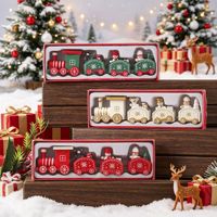Train de Noël en bois peint, jouet créatif pour enfants, ornement de festival, décoration de Noël, coffret cadeau, vente en gros