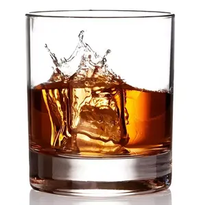 En stock Verrerie Barware Classique Tasse Transparente Verre À Whisky Tasse À Boire Verres Base Épaisse Whisky Tasse En Verre De Cristal