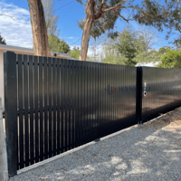 Clôture de jardin en aluminium décorative d'extérieur à lattes horizontales, facile à installer, kit de clôture métallique à persiennes et portail coulissant pour allée