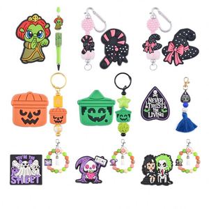 Perle Focali <span class=keywords><strong>Hocus</strong></span> <span class=keywords><strong>Pocus</strong></span> di Tendenza, Design Halloween, Perle Focali in Silicone con Fantasmi e Volti di Halloween - Product Image 1