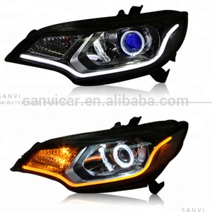 Sanvi Automobile 12v 6000K Xenon Headlight Assembly for Honda-Fit -Jazz 2014-2018 <b>Lights</b> with HD Hella-5 Lens LED Angel Eye DRL - Product Image 2