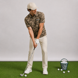 Custom Logo Camouflage Golf Polo <b>Shirts</b> for <b>Men</b> <b>Brown</b> Camo Print Short Sleeve Private Label OEM ODM Manufacturer - Product Image 1